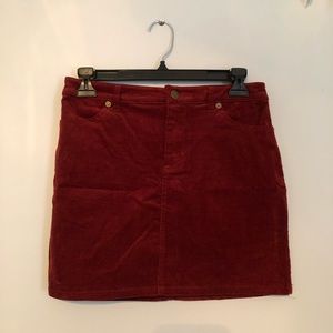 Red corduroy skirt